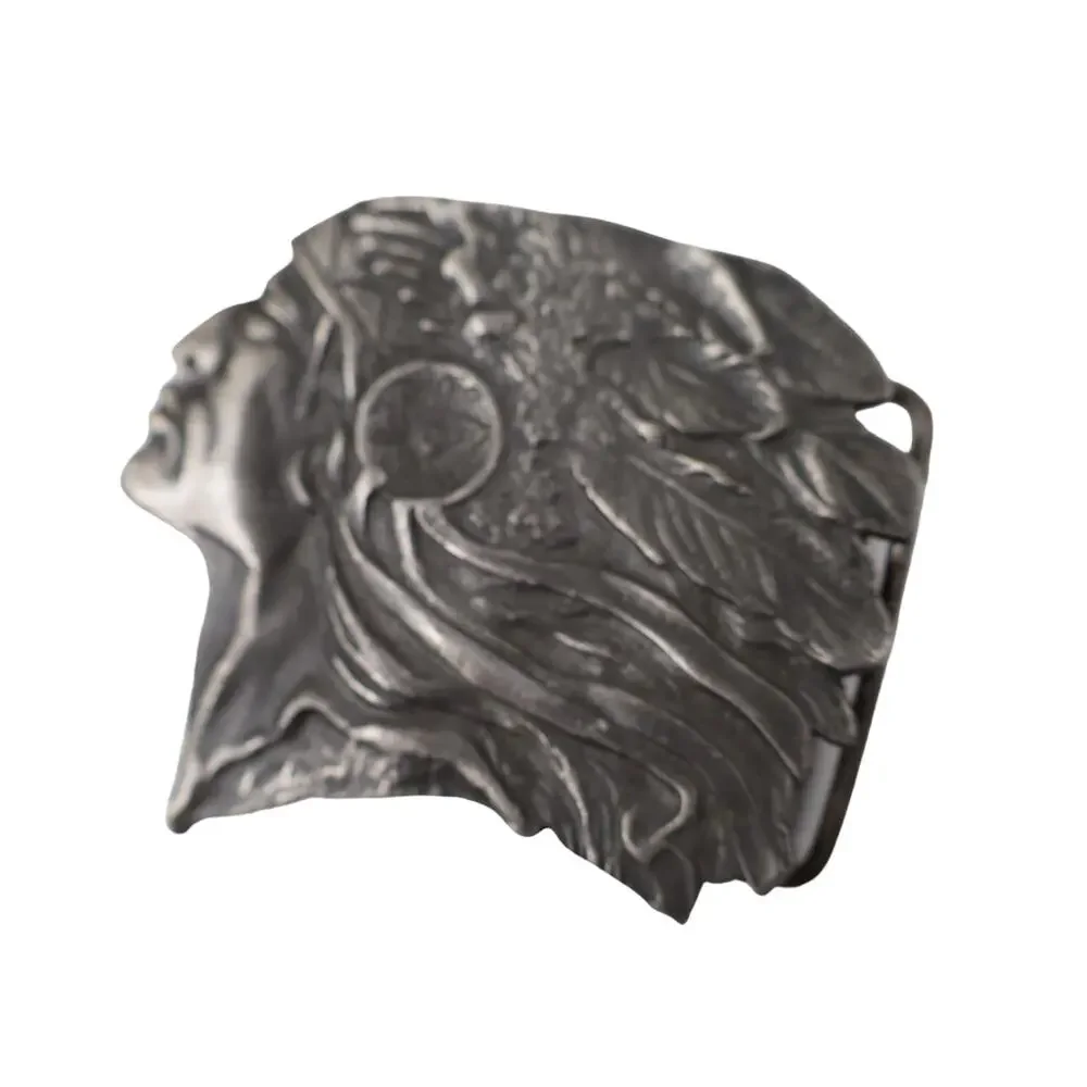 Vintage Indiana Metal Craft Native American Chief Belt Buckle